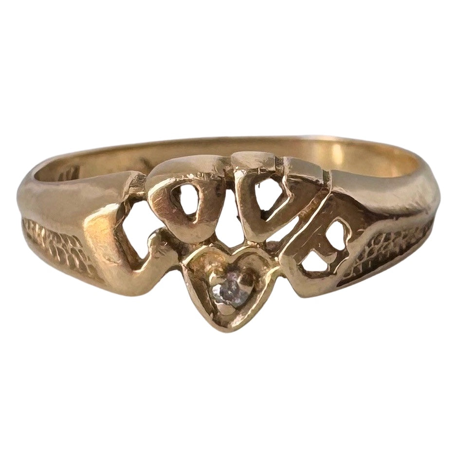 V I N T A G E // love is all around / 14k gold and diamond LOVE ring / size 6