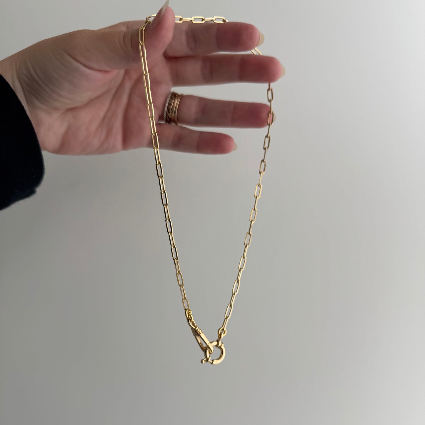 reimagined V I N T A G E // modern day watch chain / re-worked gold over sterling silver paperclip chain necklace / 16.5", 9.6g