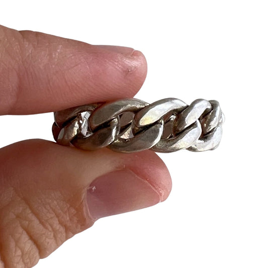 V I N T A G E // infinite flexibility / sterling silver flexible curb chain ring / size 10.25