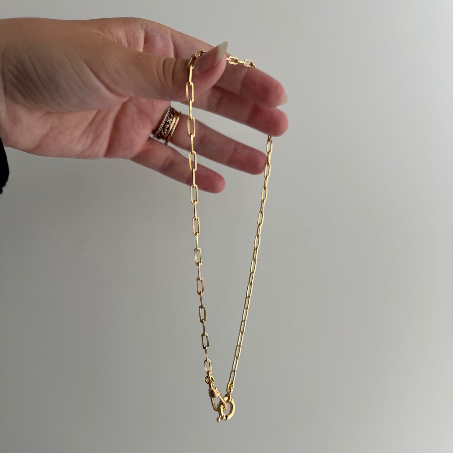 reimagined V I N T A G E // modern day watch chain / re-worked gold over sterling silver paperclip chain necklace / 16.5", 9.6g