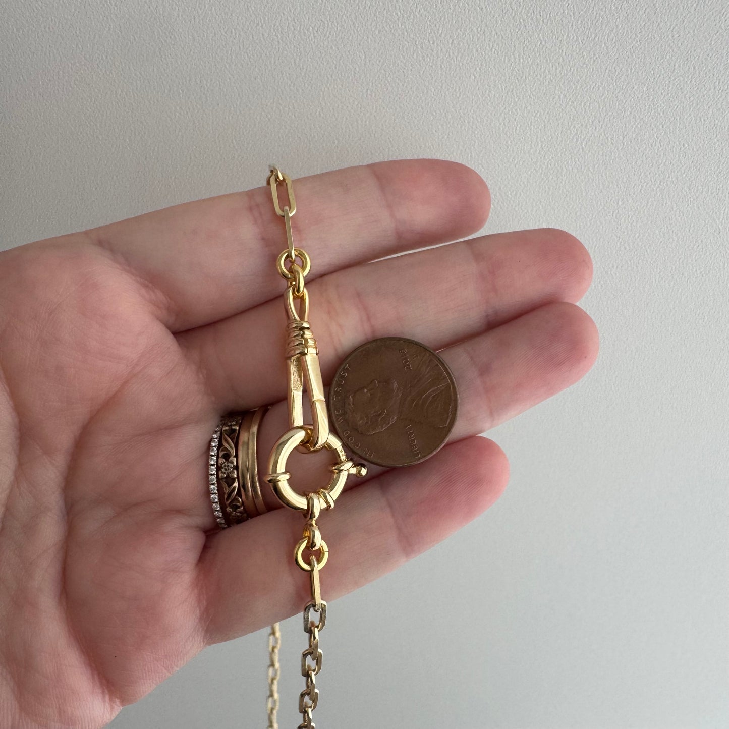 reimagined V I N T A G E // modern day watch chain / re-worked gold over sterling silver paperclip chain necklace / 16.5", 9.6g