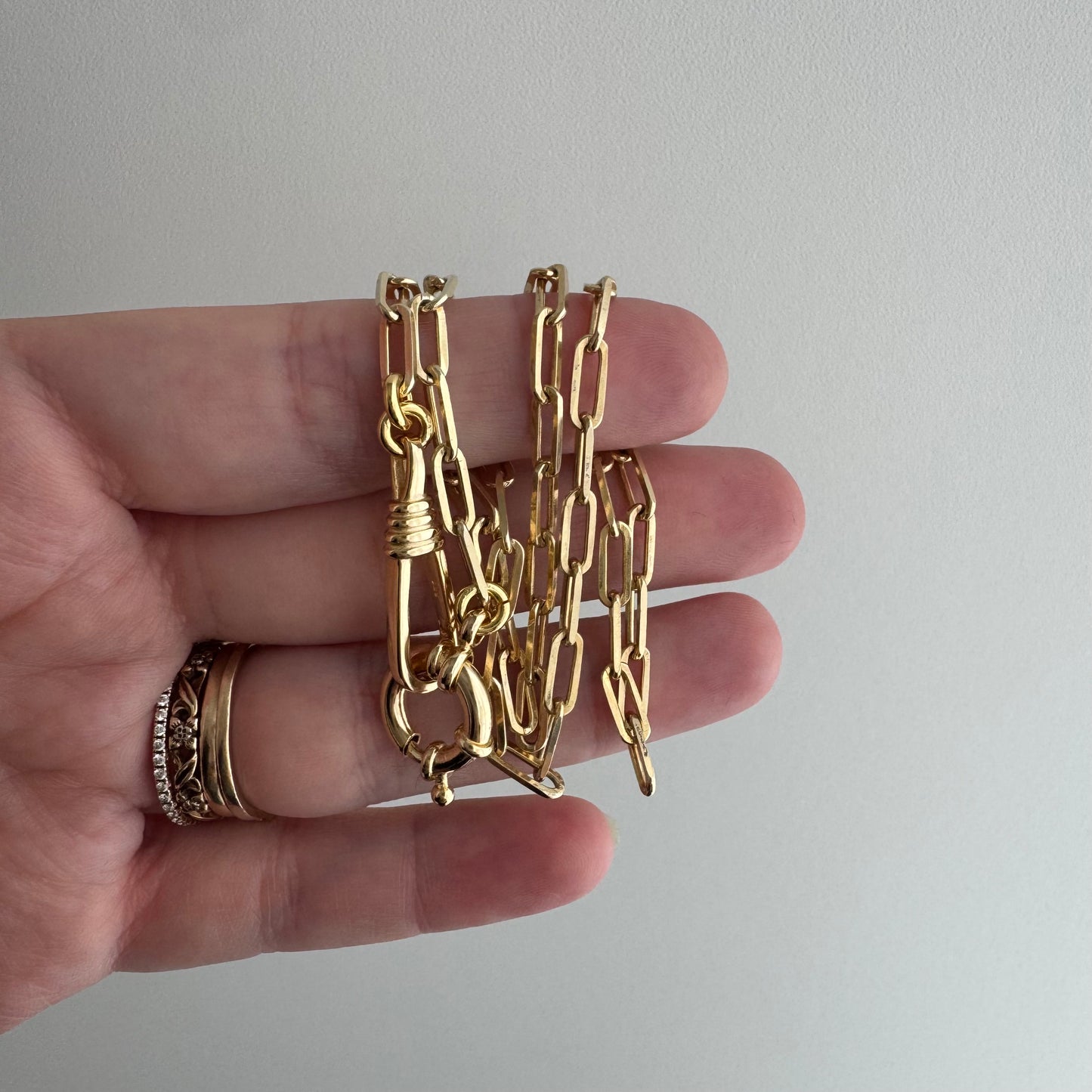 reimagined V I N T A G E // modern day watch chain / re-worked gold over sterling silver paperclip chain necklace / 16.5", 9.6g