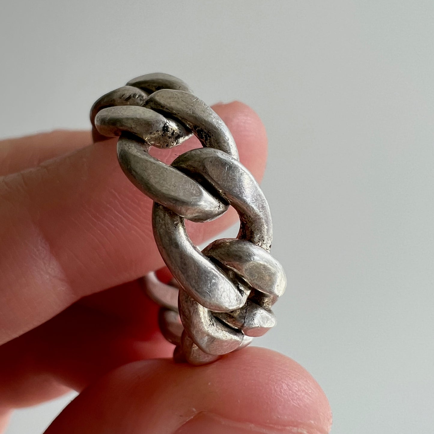 V I N T A G E // infinite flexibility / sterling silver flexible curb chain ring / size 10.25