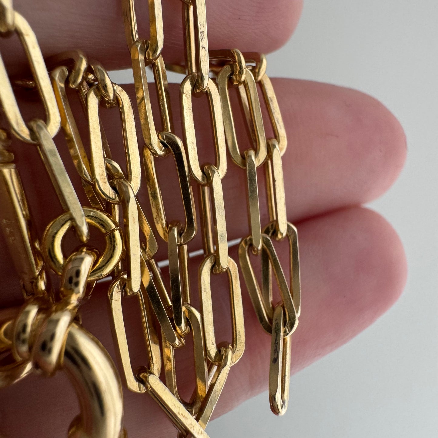 reimagined V I N T A G E // modern day watch chain / re-worked gold over sterling silver paperclip chain necklace / 16.5", 9.6g