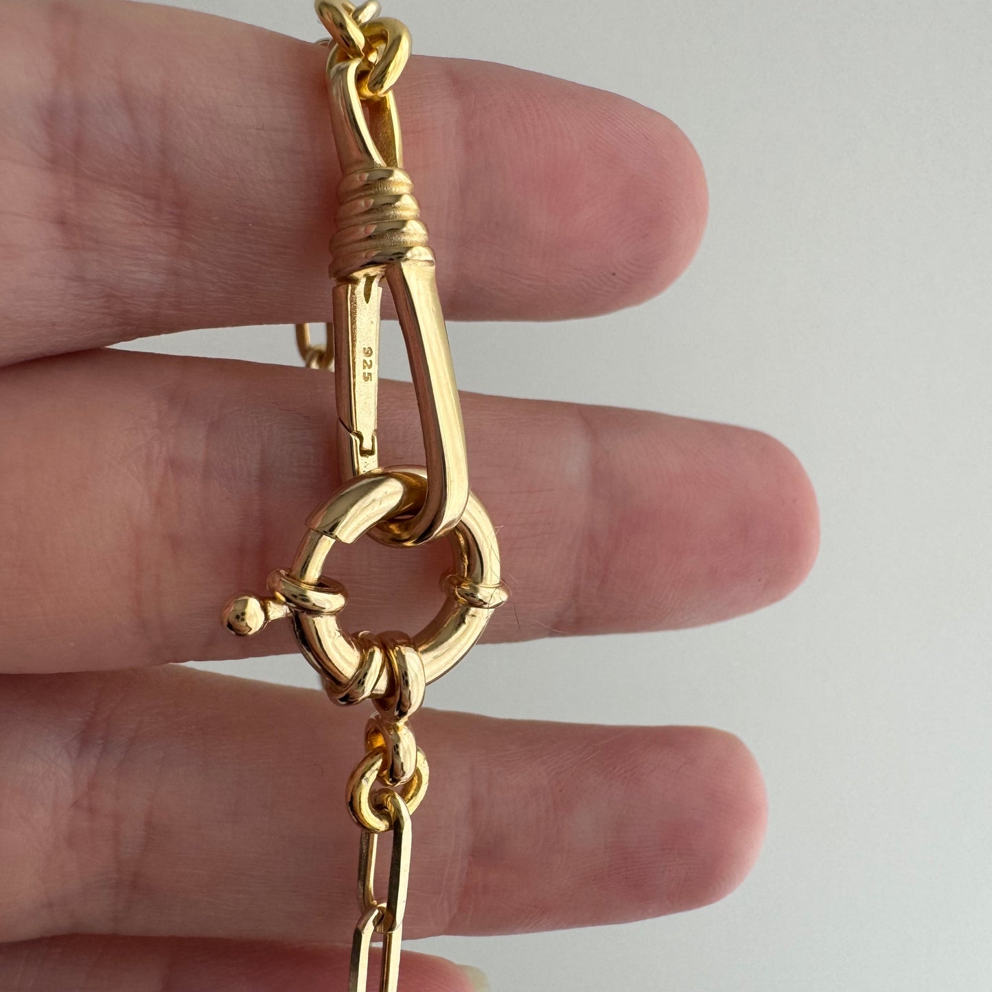 reimagined V I N T A G E // modern day watch chain / re-worked gold over sterling silver paperclip chain necklace / 16.5", 9.6g