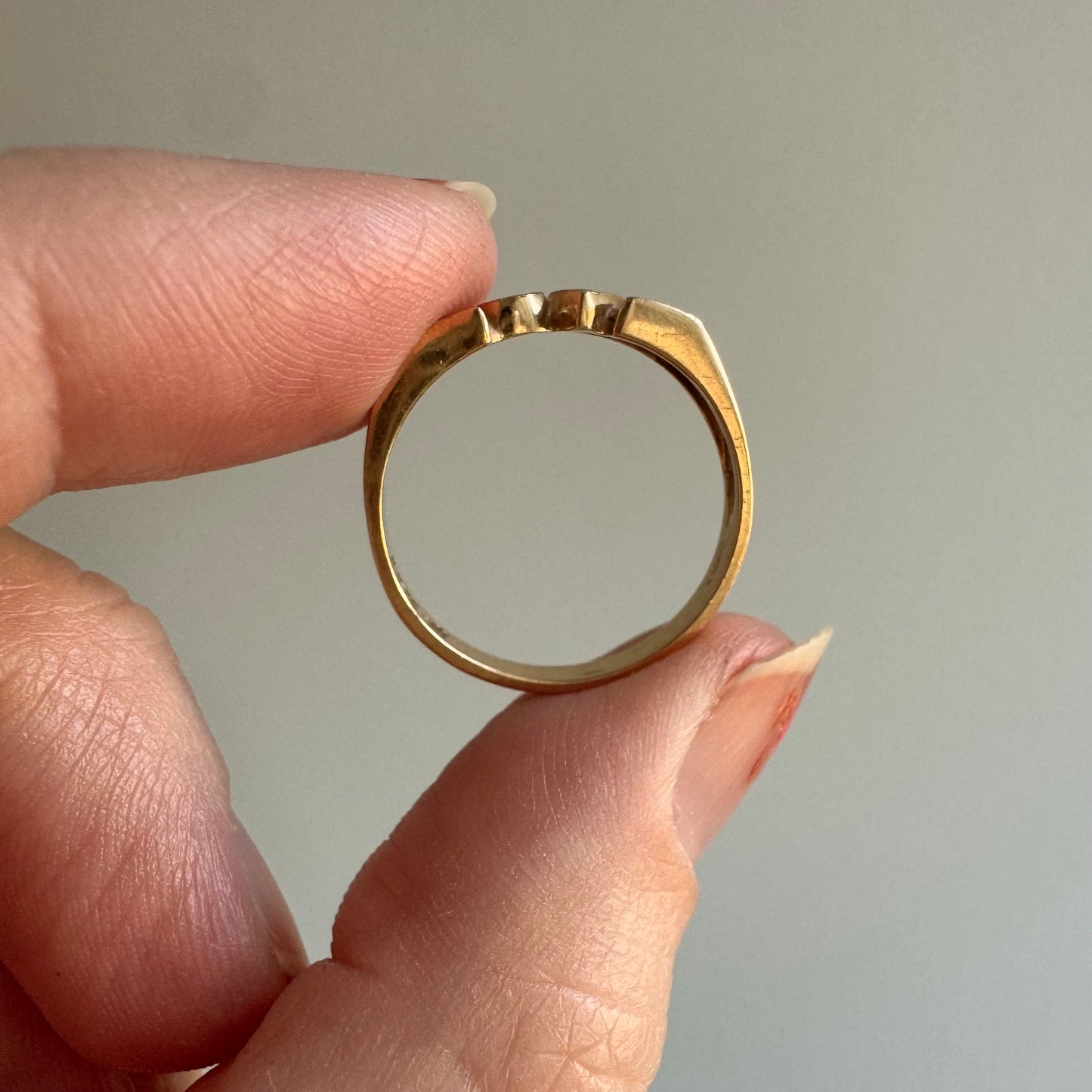 V I N T A G E // stackable LOVE / 14k gold and diamond LOVE ring / size 5.75