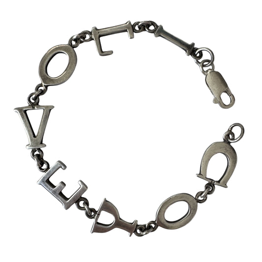 V I N T A G E / I love you links / sterling silver I LOVE YOU link bracelet / 7.25", 11.4g