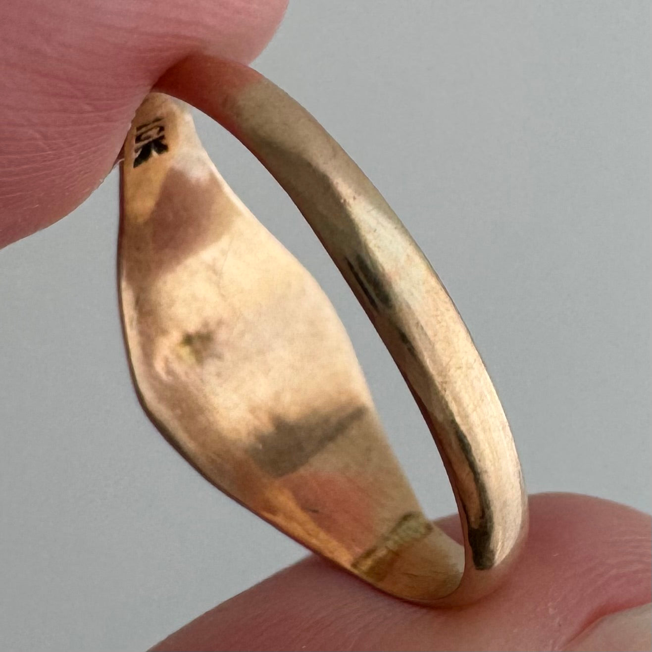 A N T I Q U E // sacred heart / 10k and enamel religious symbols signet ring / size 6.75+