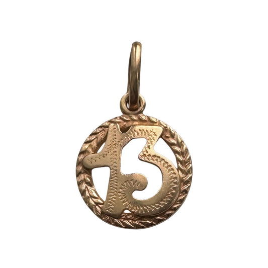 V I N T A G E / braided luck / 12k yellow gold lucky 13 / a petite pendant or charm