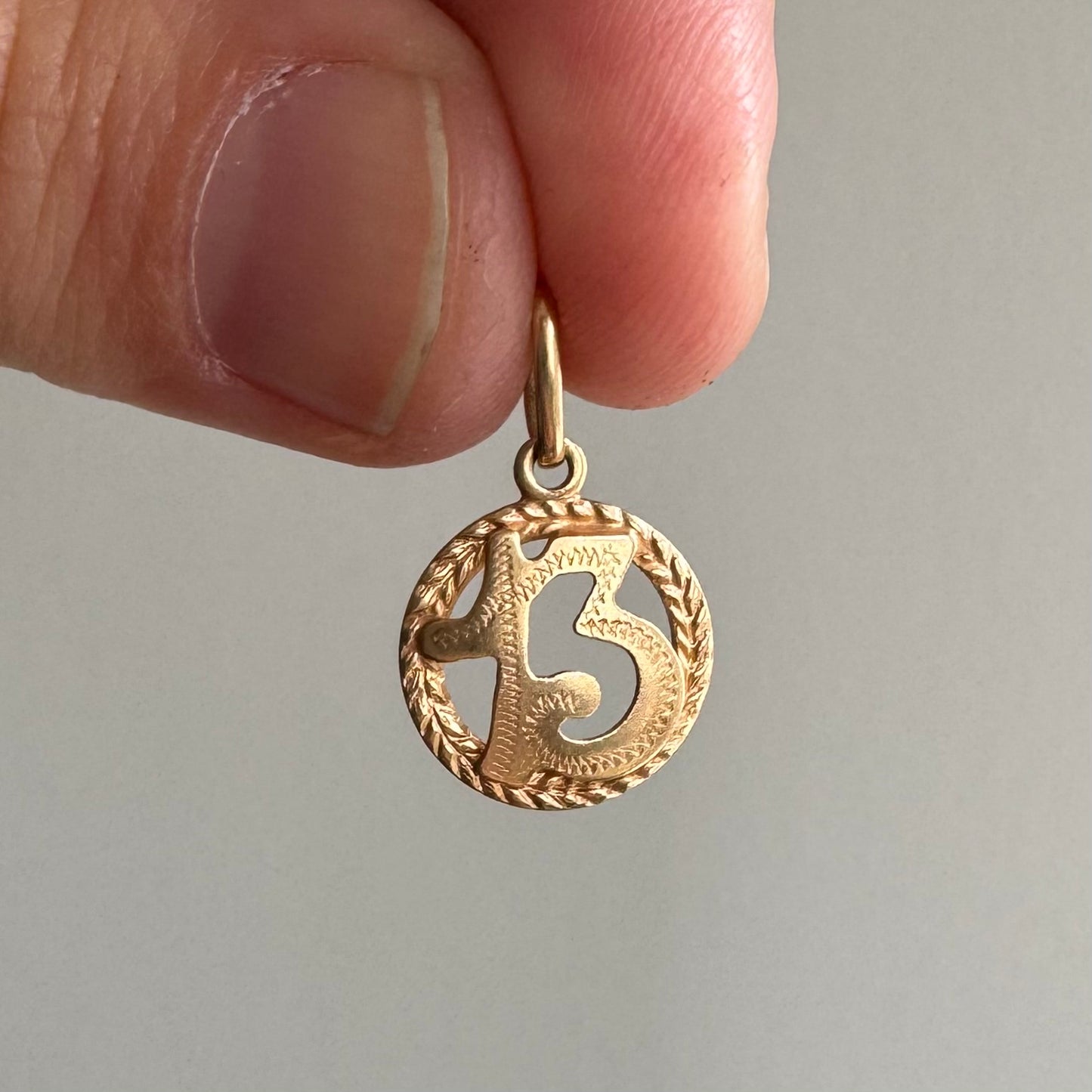 V I N T A G E / braided luck / 12k yellow gold lucky 13 / a petite pendant or charm