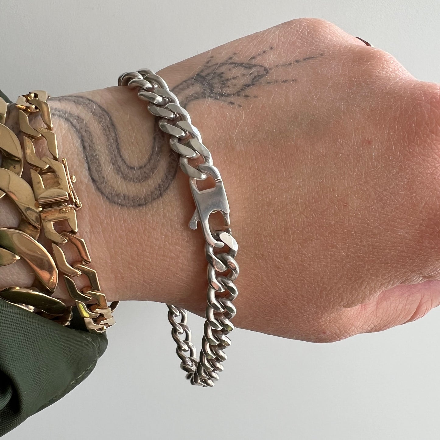 V I N T A G E // perfect curb / sterling silver curb chain bracelet / 8"