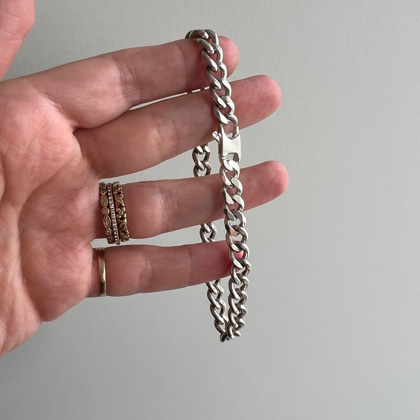 V I N T A G E // perfect curb / sterling silver curb chain bracelet / 8"