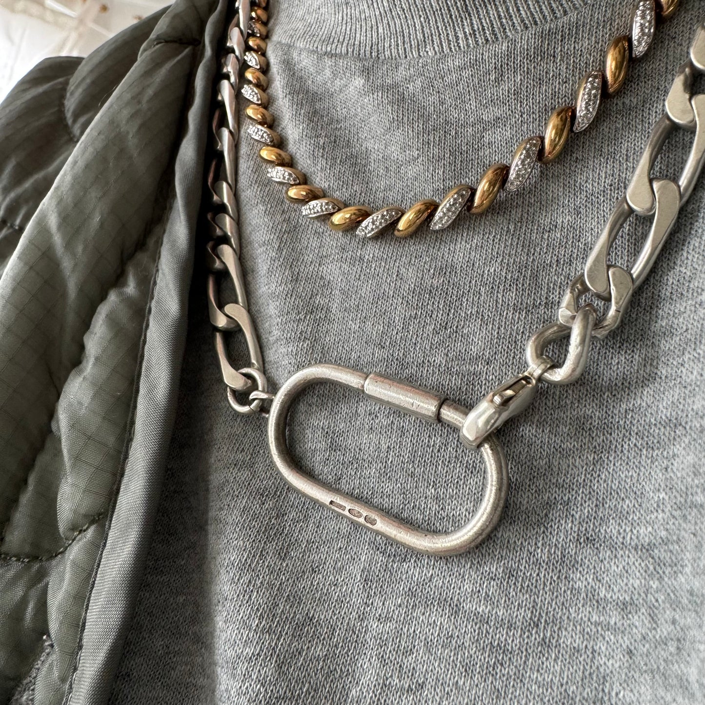 reimagined V I N T A G E // connected possibilities / sterling silver heavy figaro chain with connector clasp / 20", 62g