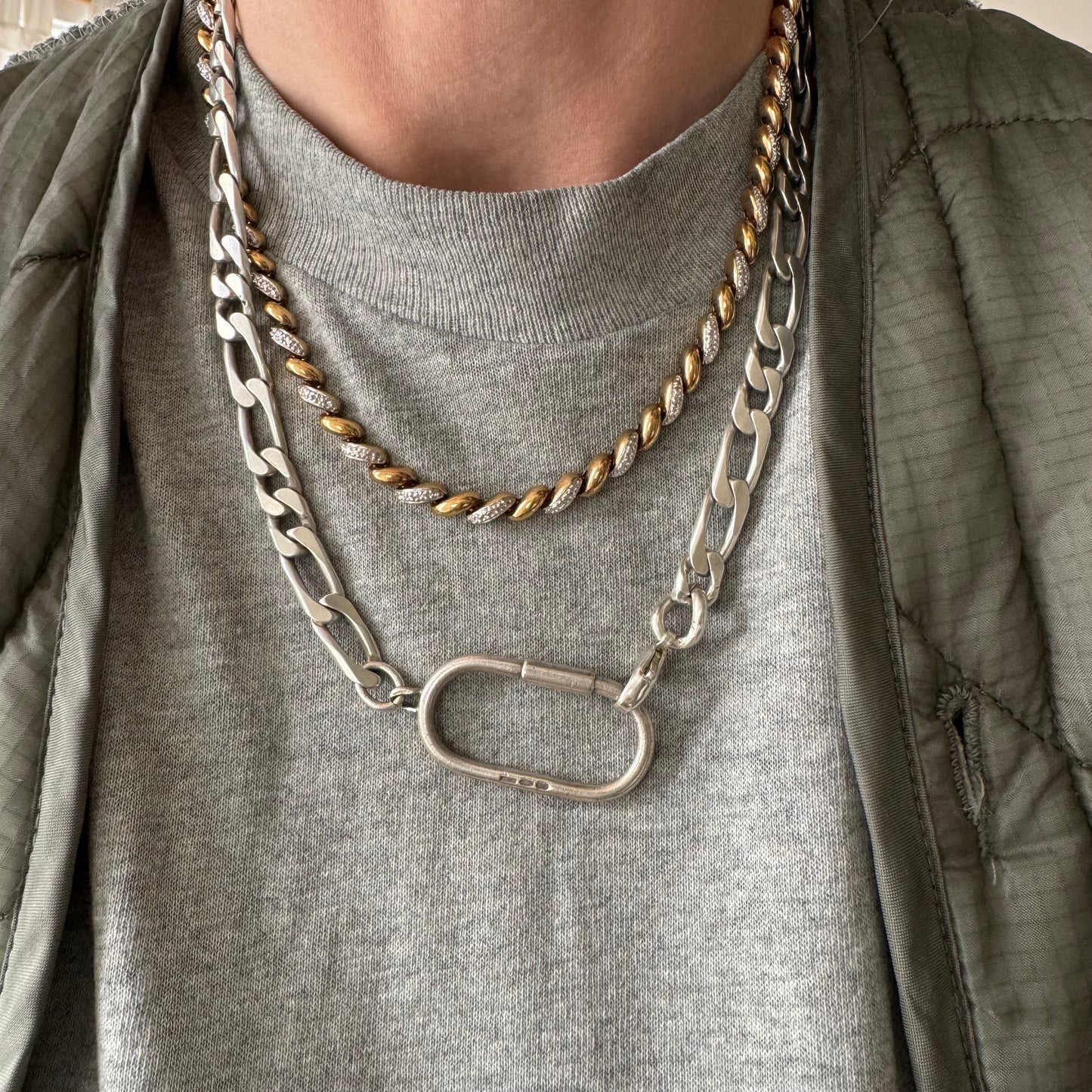 reimagined V I N T A G E // connected possibilities / sterling silver heavy figaro chain with connector clasp / 20", 62g