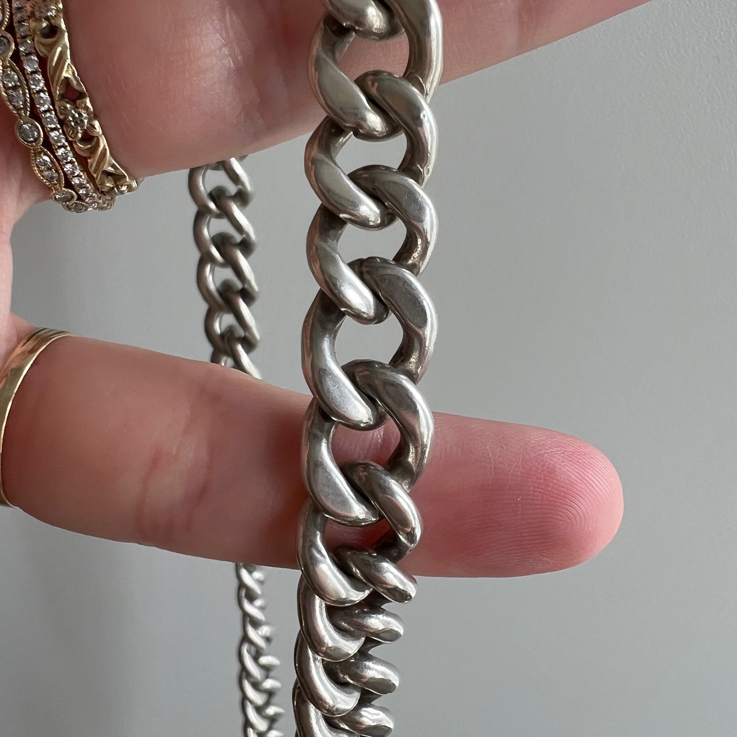 V I N T A G E // handmade curb / chunky sterling silver handmade Mexican curb chain / 21.5", 98.7g