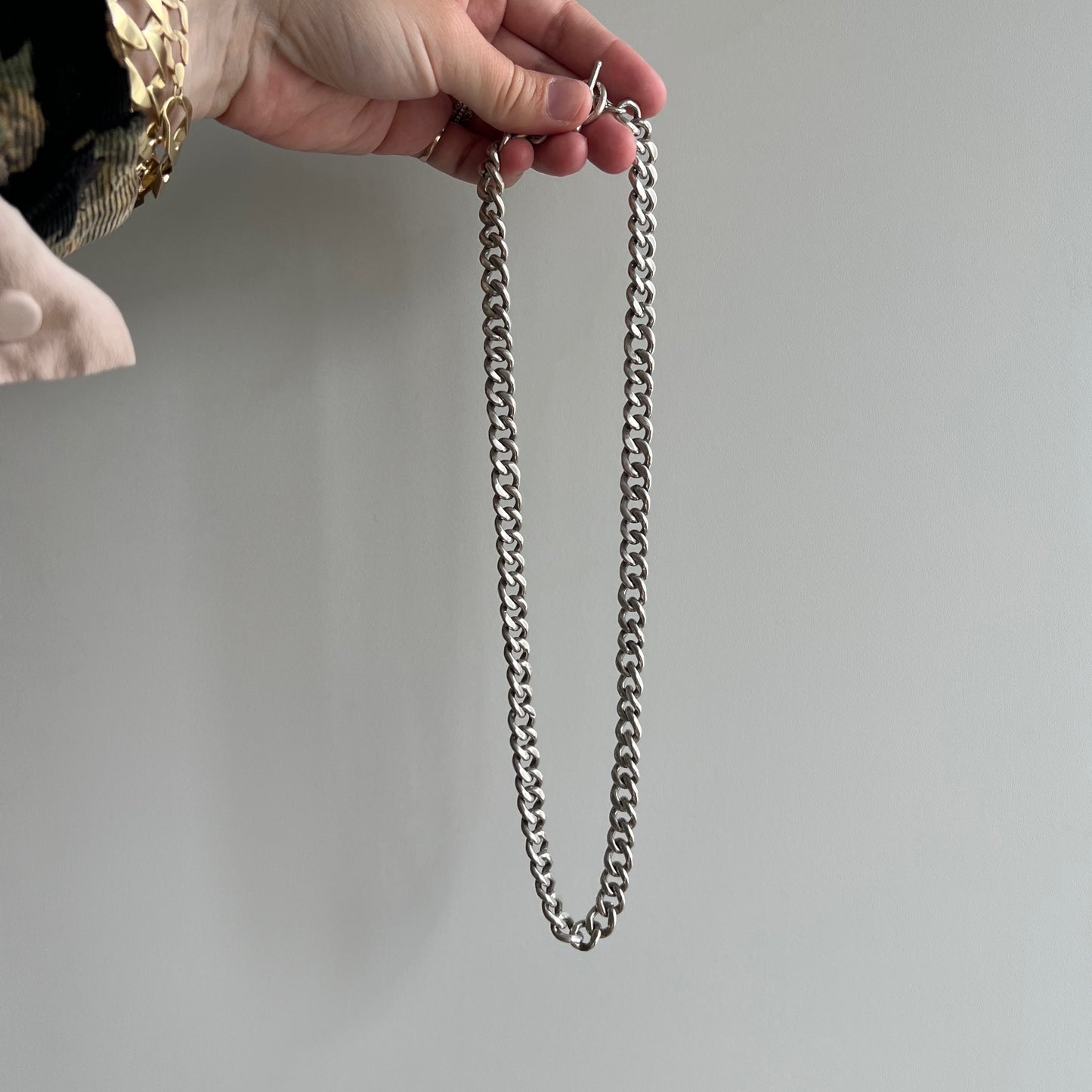 V I N T A G E // handmade curb / chunky sterling silver handmade Mexican curb chain / 21.5", 98.7g