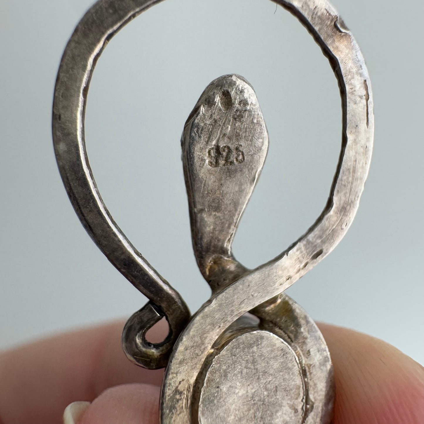 V I N T A G E / a serpent and her stone / sterling silver snake and denim lapis / a pendant