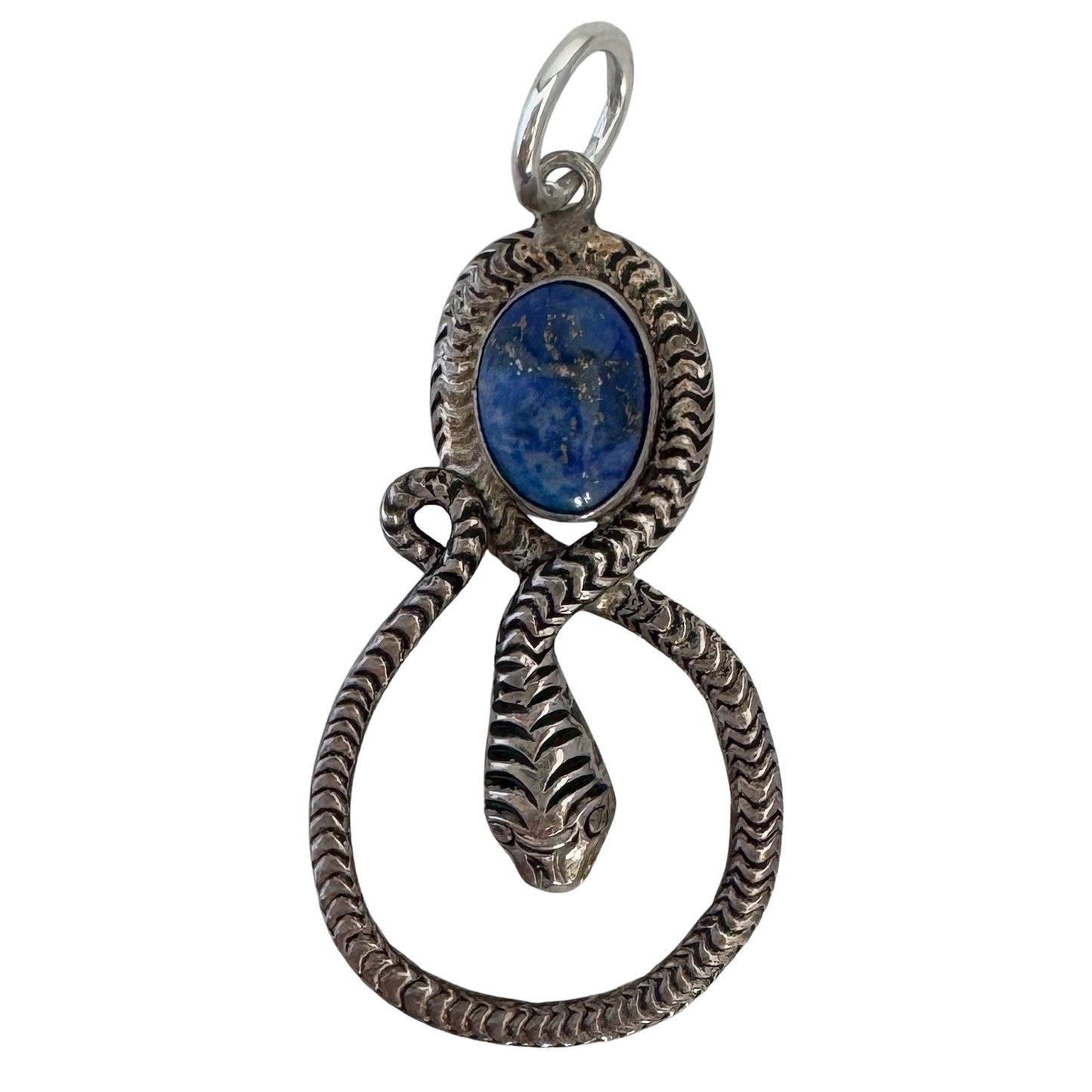 V I N T A G E / a serpent and her stone / sterling silver snake and denim lapis / a pendant