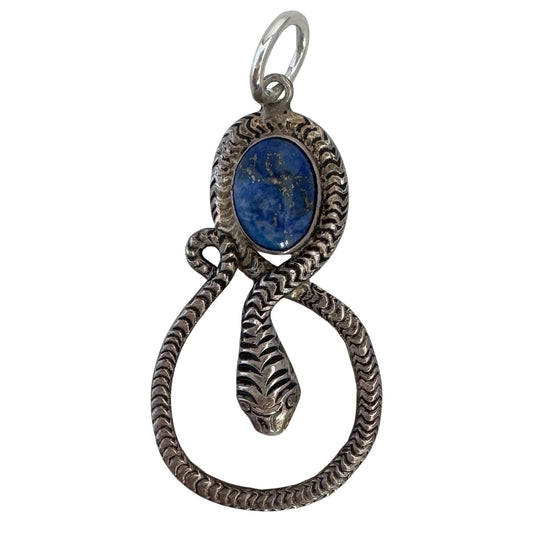 V I N T A G E / a serpent and her stone / sterling silver snake and denim lapis / a pendant