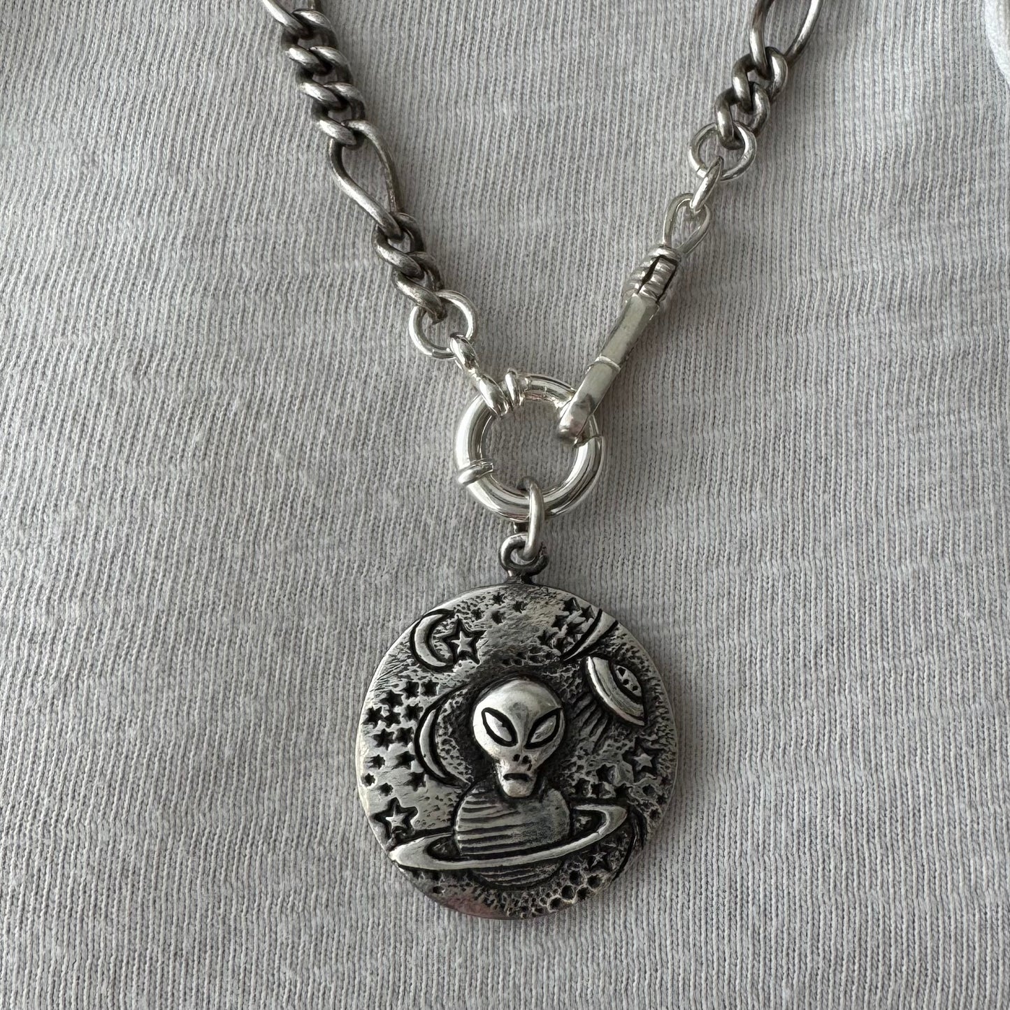 reimagined V I N T A G E // modern day watch chain / re-worked sterling silver 1940s figaro chain / 26", 36.4g