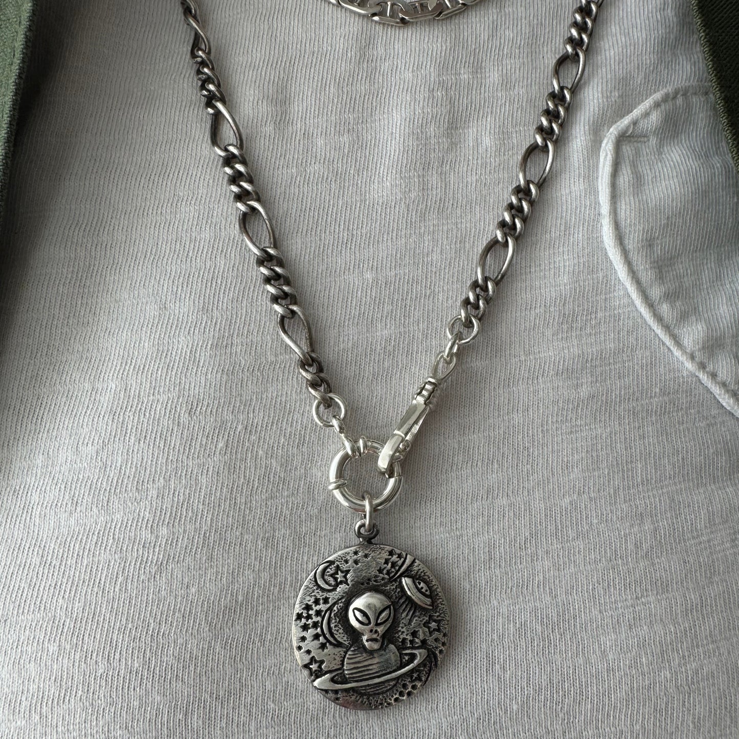 reimagined V I N T A G E // modern day watch chain / re-worked sterling silver 1940s figaro chain / 26", 36.4g