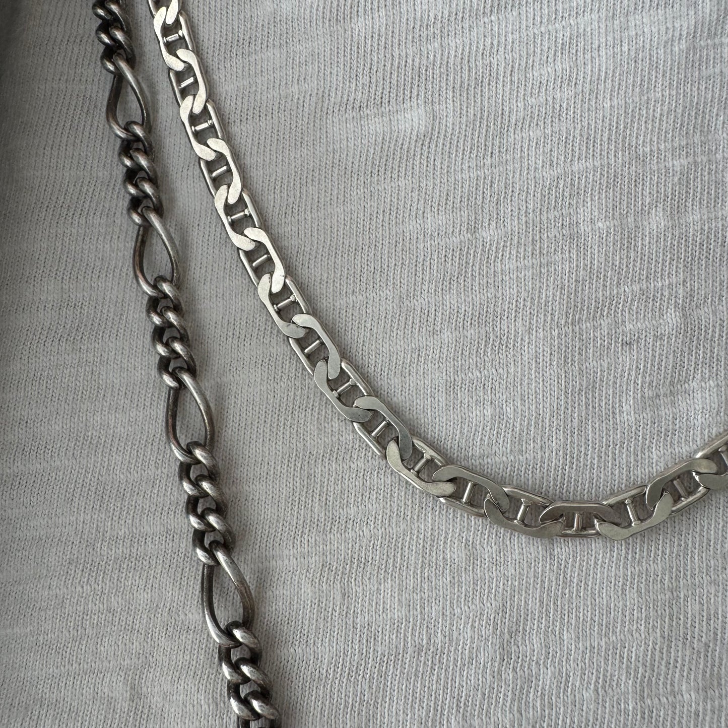 reimagined V I N T A G E // modern day watch chain / re-worked sterling silver 1940s figaro chain / 26", 36.4g