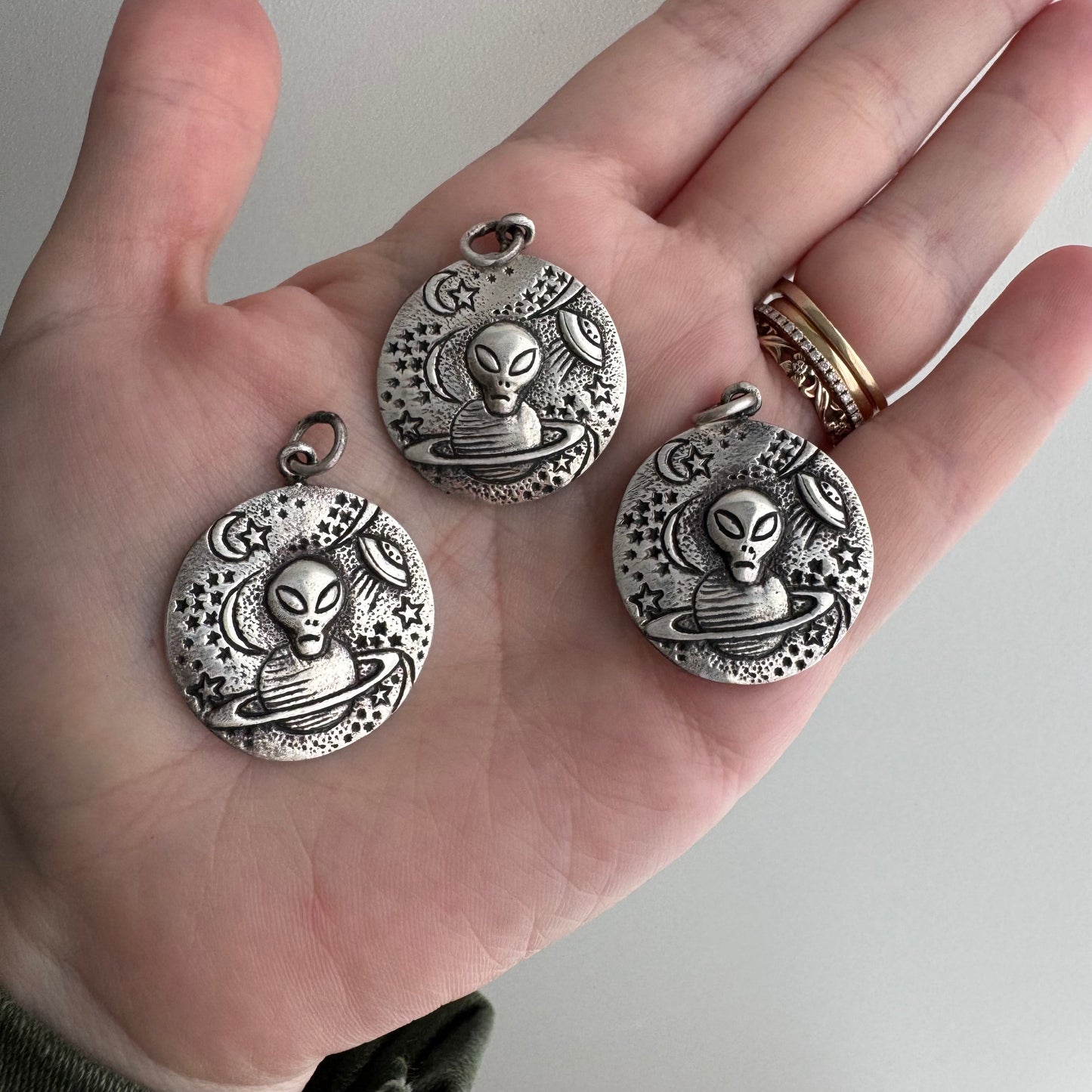 D E A D - S T O C K // they come in peace / sterling silver universe traveling alien / a pendant