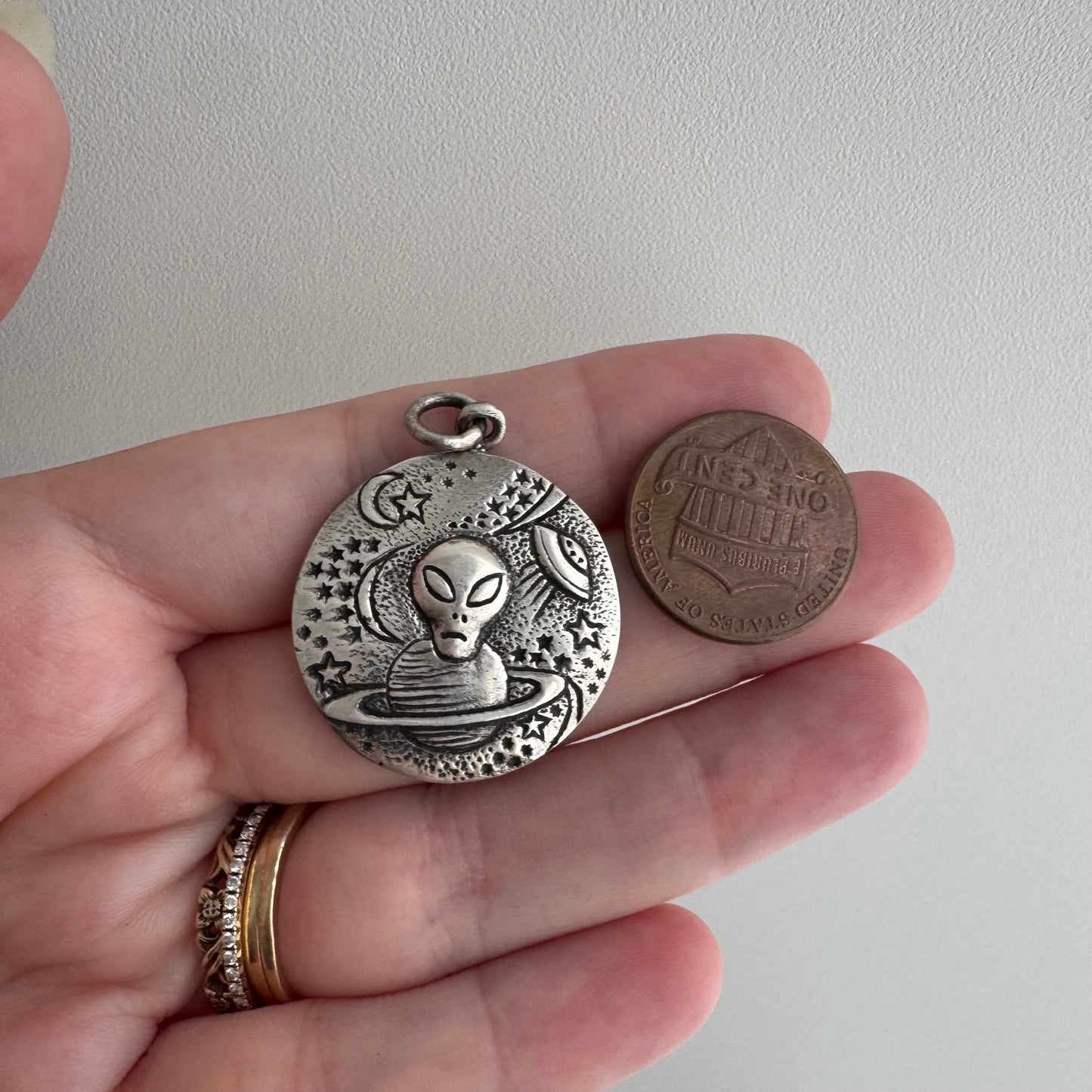 D E A D - S T O C K // they come in peace / sterling silver universe traveling alien / a pendant