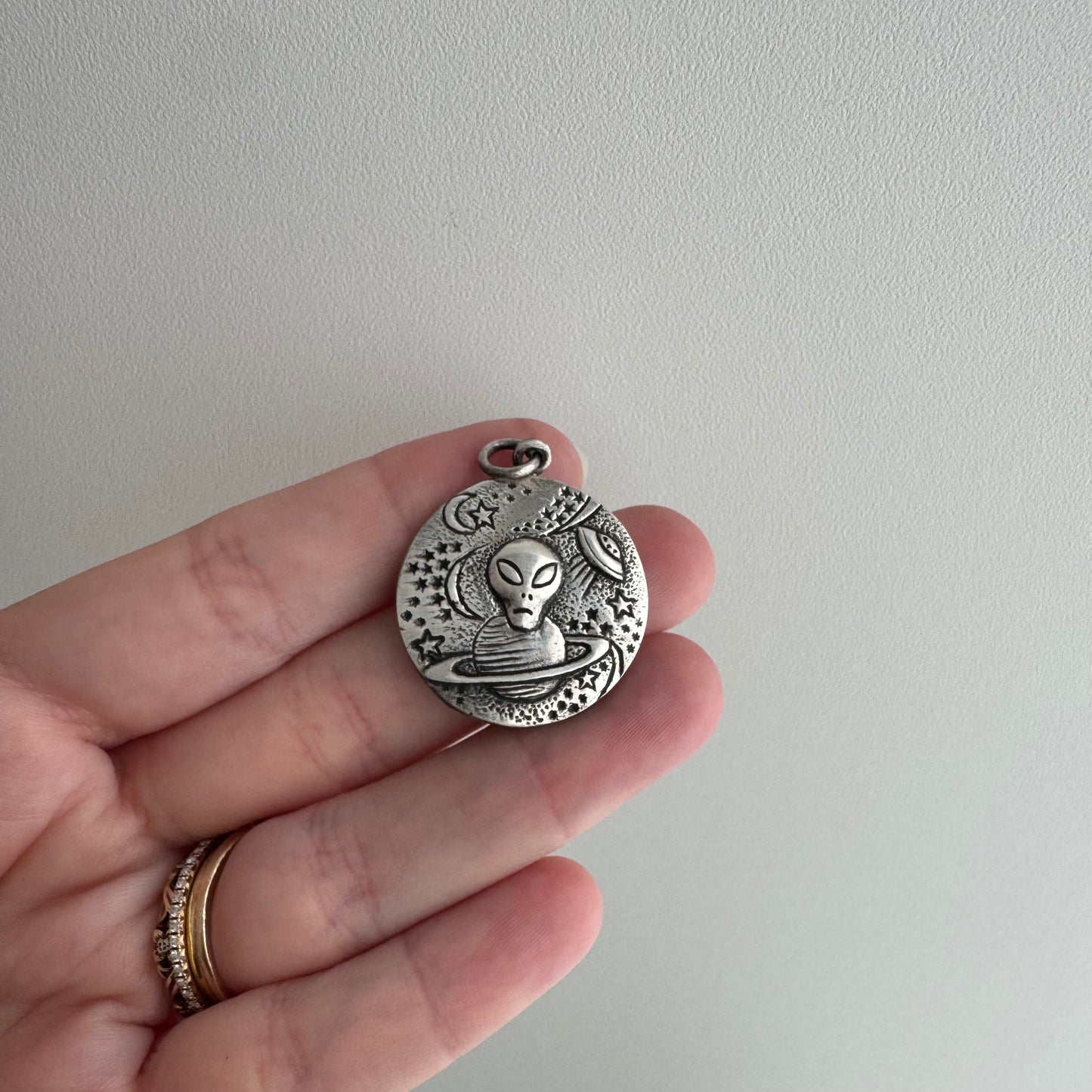 D E A D - S T O C K // they come in peace / sterling silver universe traveling alien / a pendant