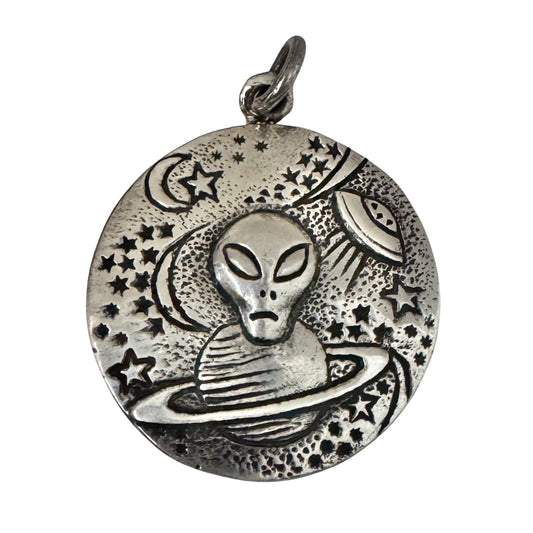 D E A D - S T O C K // they come in peace / sterling silver universe traveling alien / a pendant