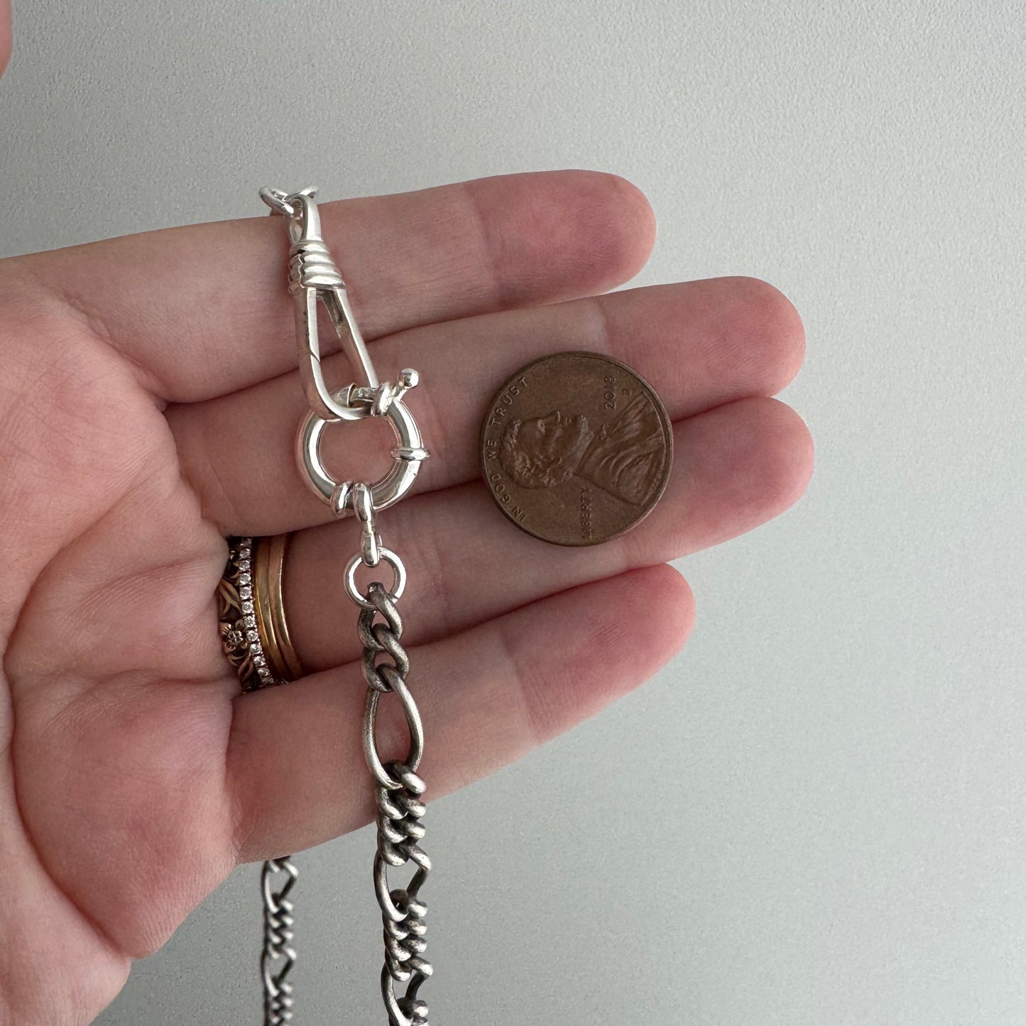 reimagined V I N T A G E // modern day watch chain / re-worked sterling silver 1940s figaro chain / 26", 36.4g