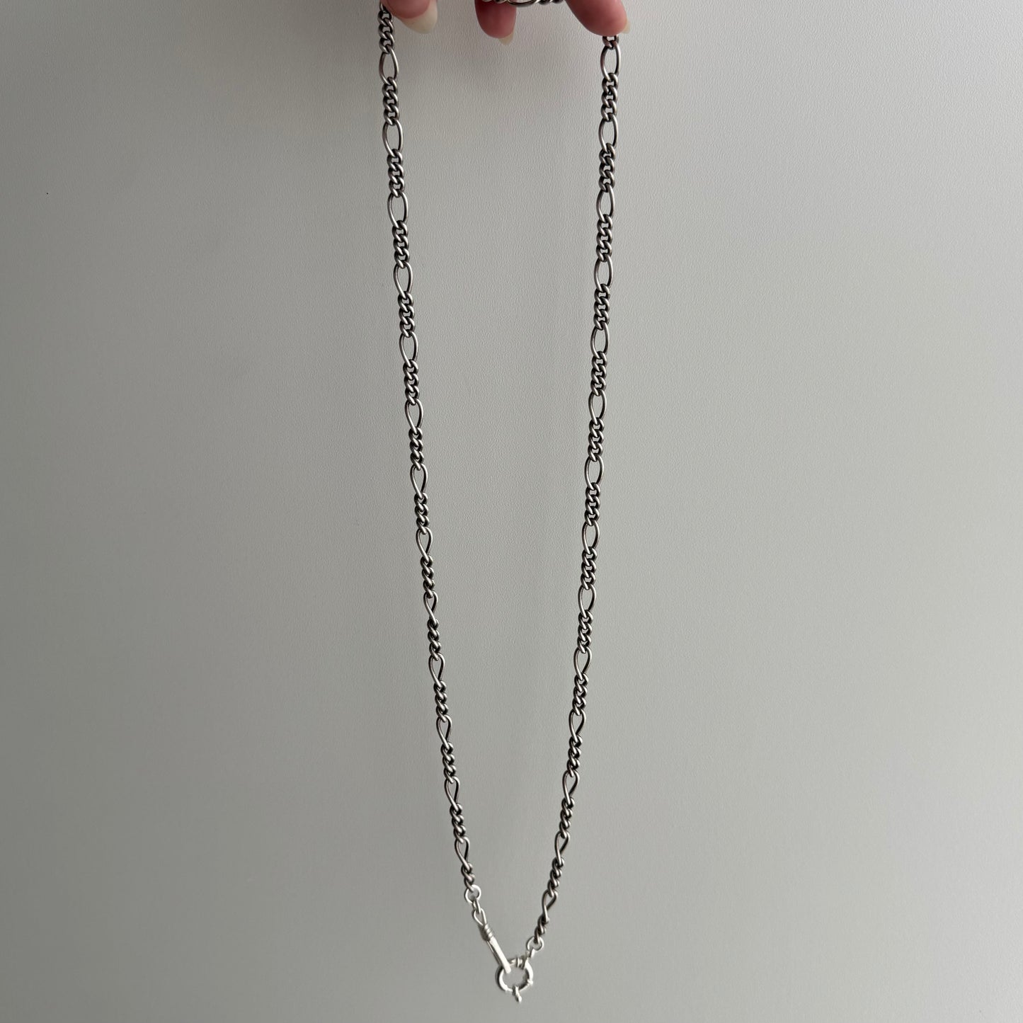 reimagined V I N T A G E // modern day watch chain / re-worked sterling silver 1940s figaro chain / 26", 36.4g