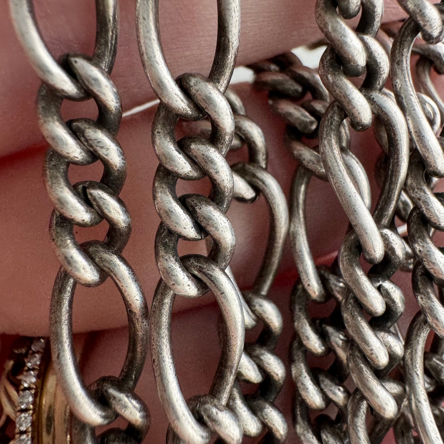 reimagined V I N T A G E // modern day watch chain / re-worked sterling silver 1940s figaro chain / 26", 36.4g