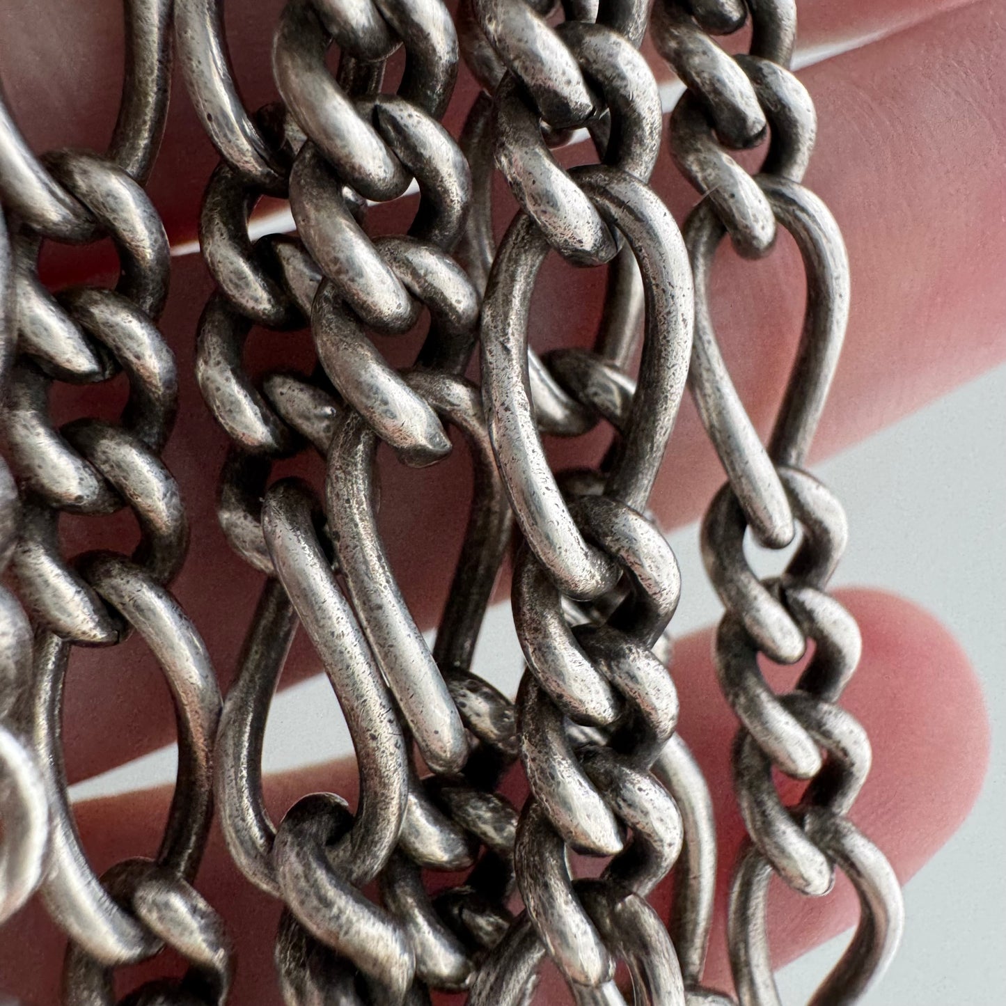 reimagined V I N T A G E // modern day watch chain / re-worked sterling silver 1940s figaro chain / 26", 36.4g