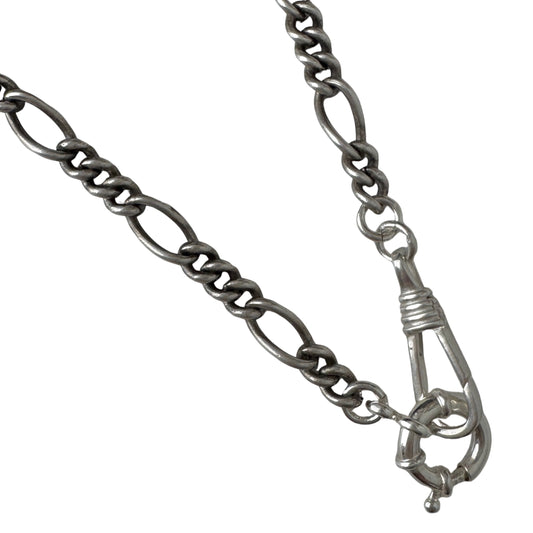 reimagined V I N T A G E // modern day watch chain / re-worked sterling silver 1940s figaro chain / 26", 36.4g