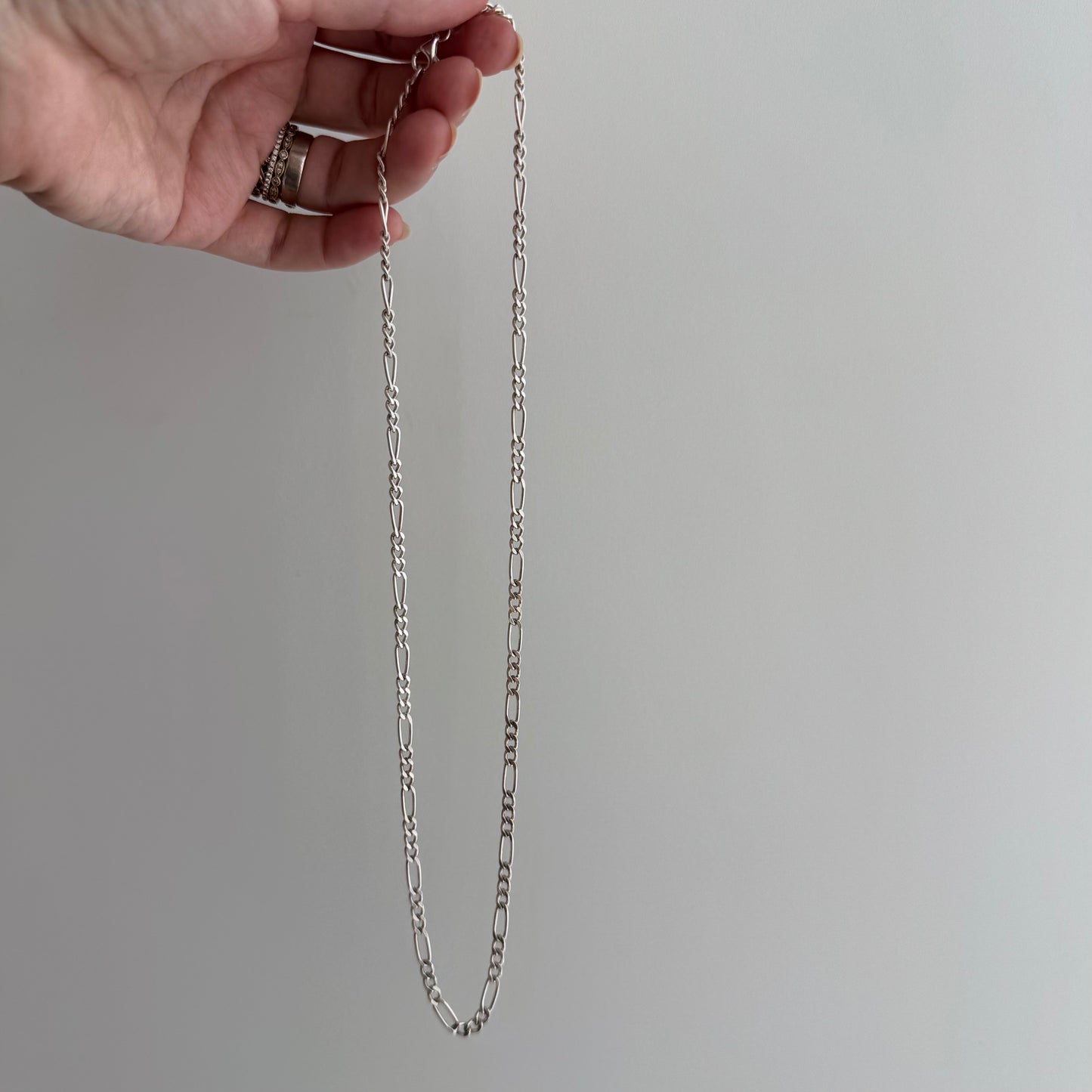 V I N T A G E // three to one / sterling silver classic three-to-one figaro chain necklace / 19.5", 10.35g