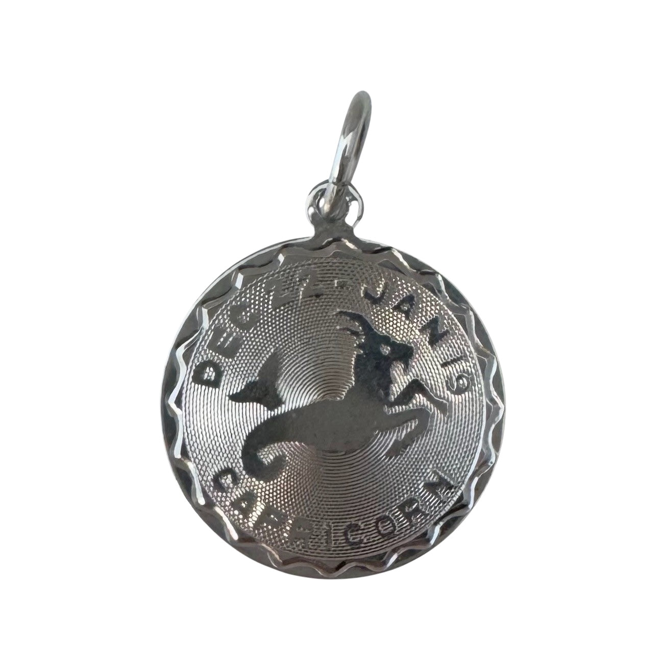 V I N T A G E // sea goat / sterling silver engraved Capricorn zodiac / a pendant