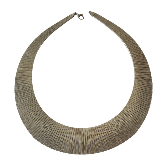 V I N T A G E // Cleopatra panels / sterling silver wide and dappled paneled fringe collar necklace / 16.5", 42.6g