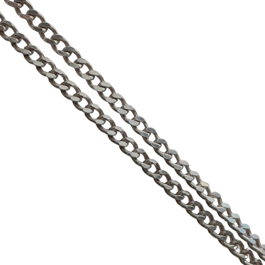 V I N T A G E // dainty sturdy curb / sterling silver curb chain necklace / 16", 9.7g