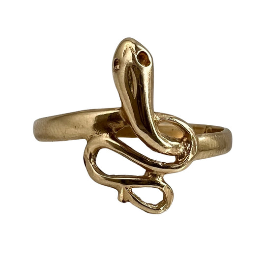 V I N T A G E // knotted embrace / 14k yellow gold snake ring / size 6