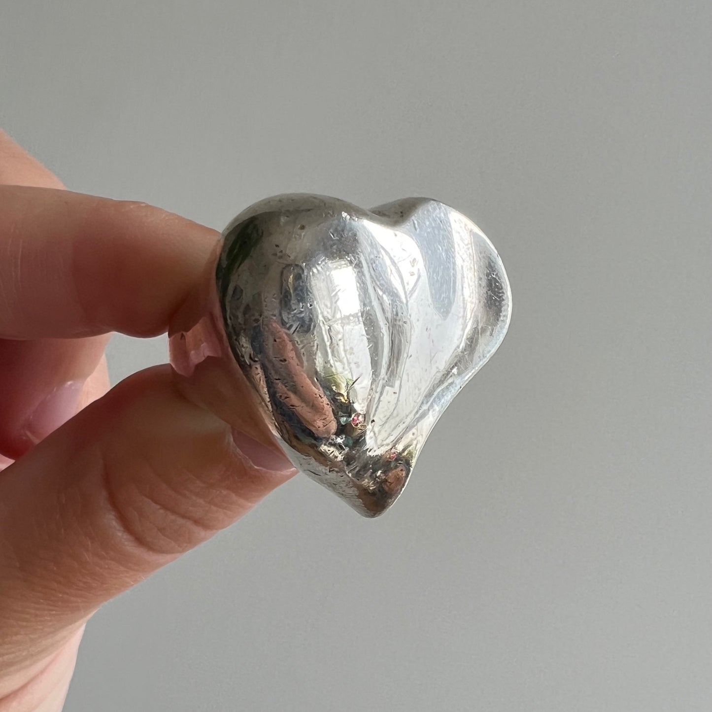 V I N T A G E // heavy heart / sterling silver chunky heart ring / size 6.75