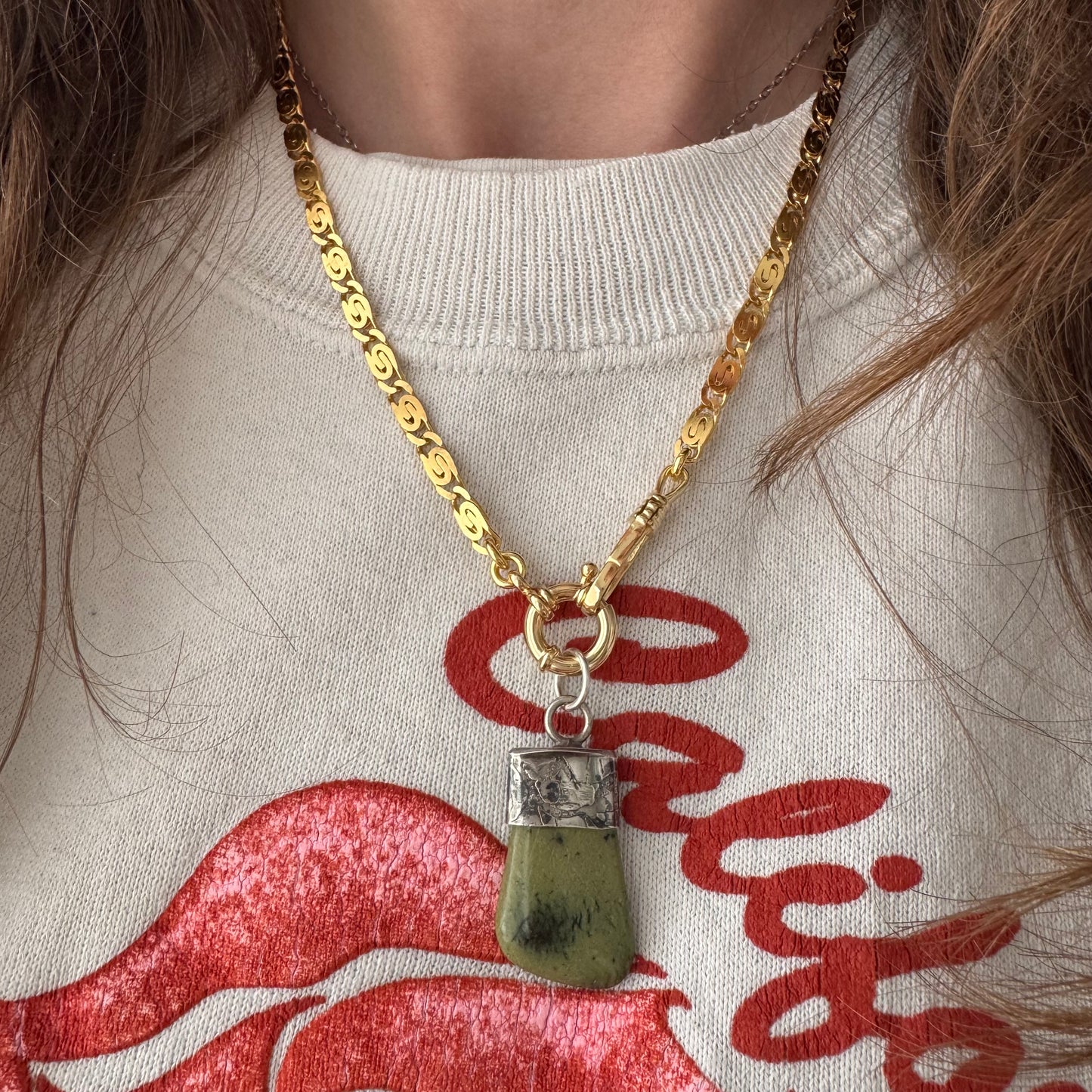 reimagined V I N T A G E // modern day watch chain / re-worked gold over sterling silver spiral link chain / 18.5", 15.9g