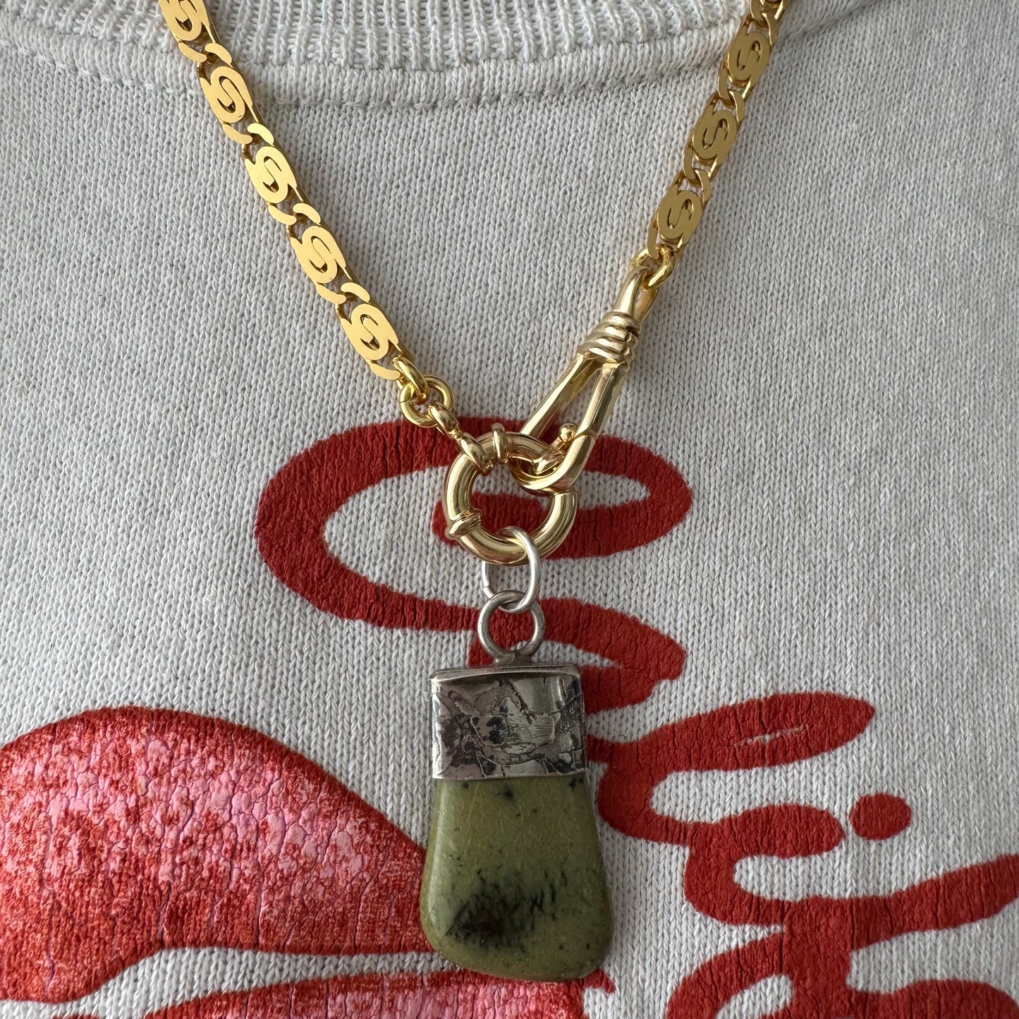 reimagined V I N T A G E // modern day watch chain / re-worked gold over sterling silver spiral link chain / 18.5", 15.9g