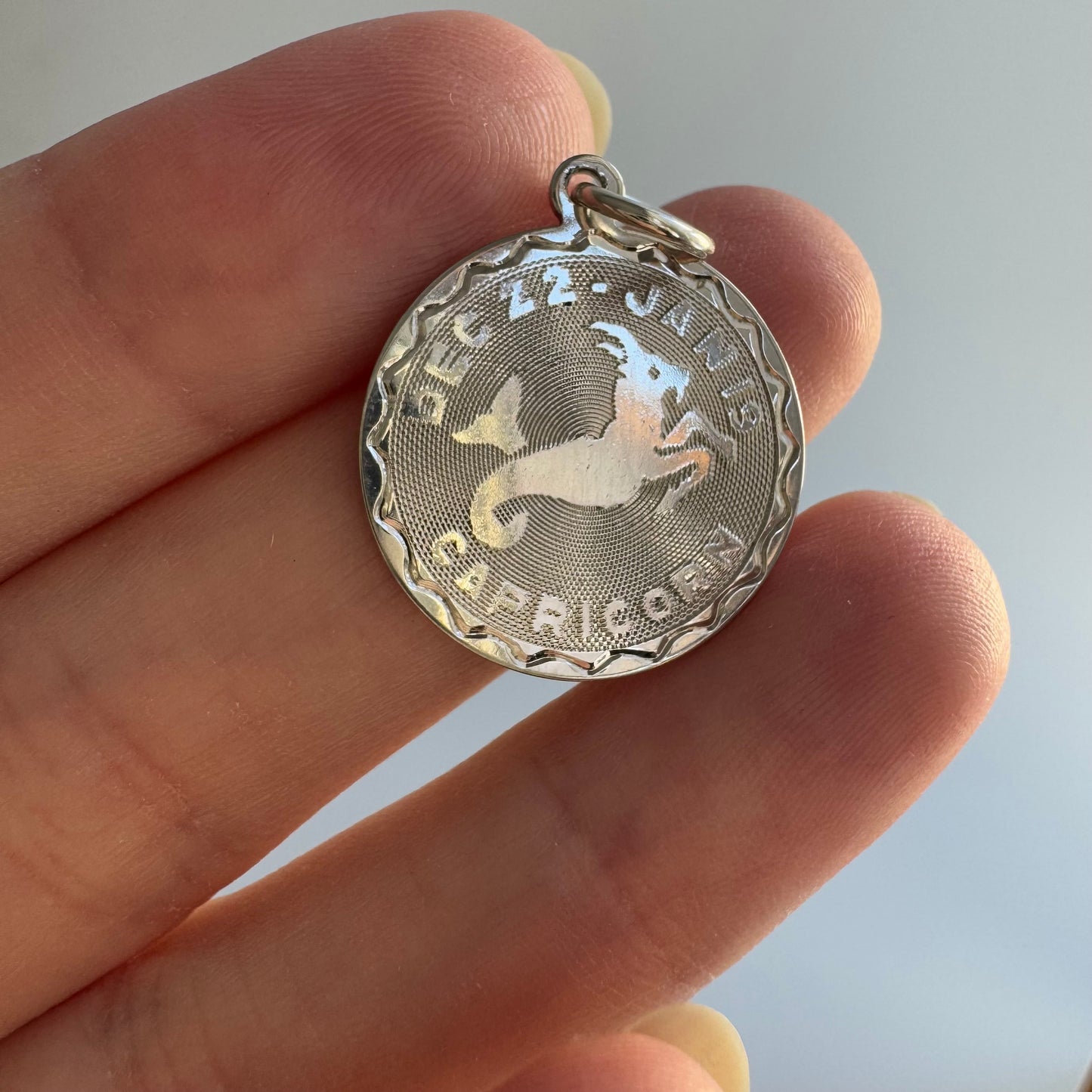 V I N T A G E // sea goat / sterling silver engraved Capricorn zodiac / a pendant