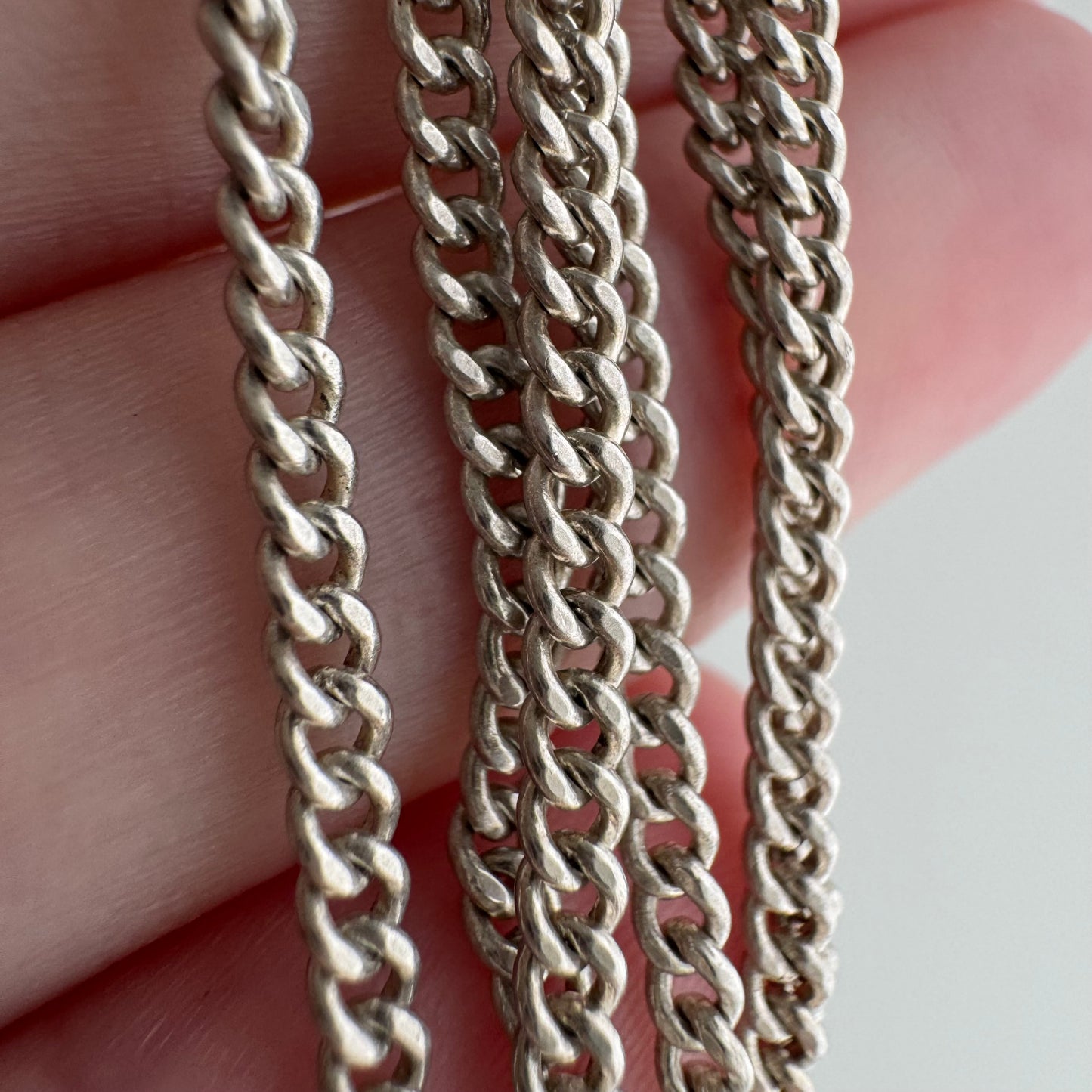 V I N T A G E // perfect flat curb / sterling silver curb chain necklace / 19.25", 6.3g