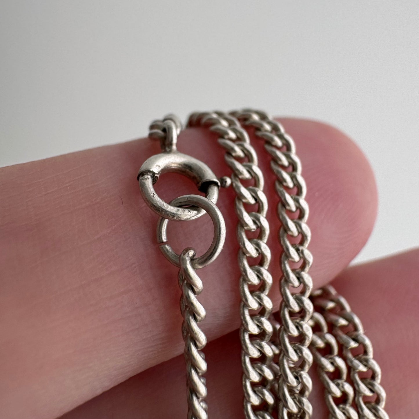 V I N T A G E // perfect flat curb / sterling silver curb chain necklace / 19.25", 6.3g