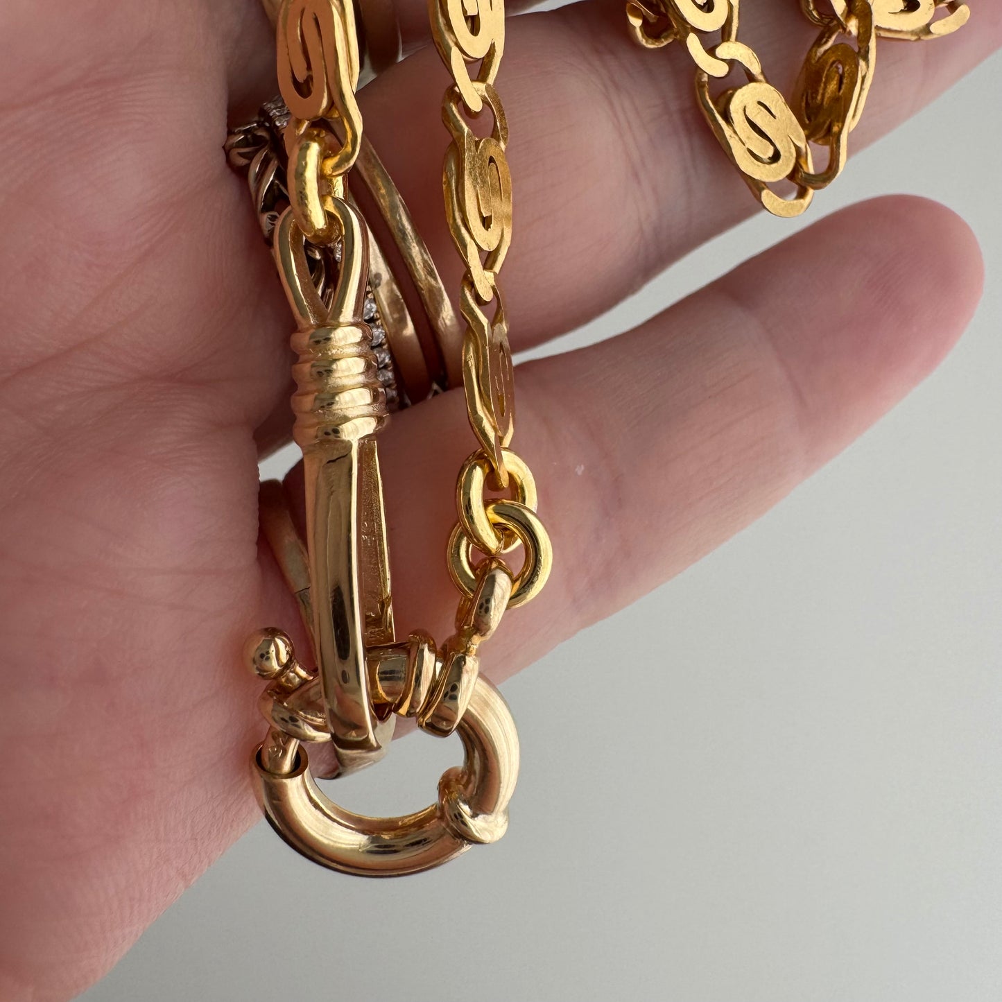 reimagined V I N T A G E // modern day watch chain / re-worked gold over sterling silver spiral link chain / 18.5", 15.9g