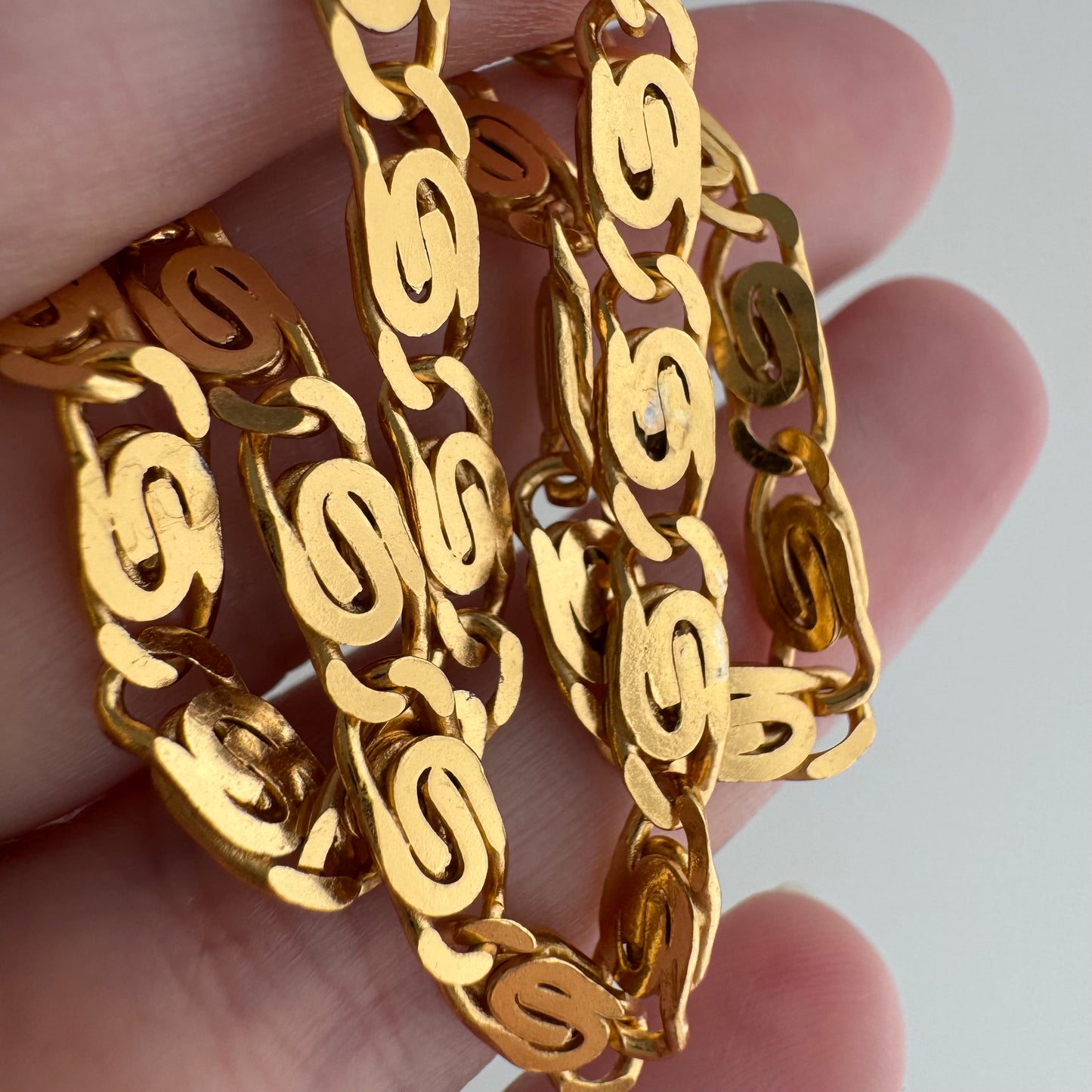 reimagined V I N T A G E // modern day watch chain / re-worked gold over sterling silver spiral link chain / 18.5", 15.9g