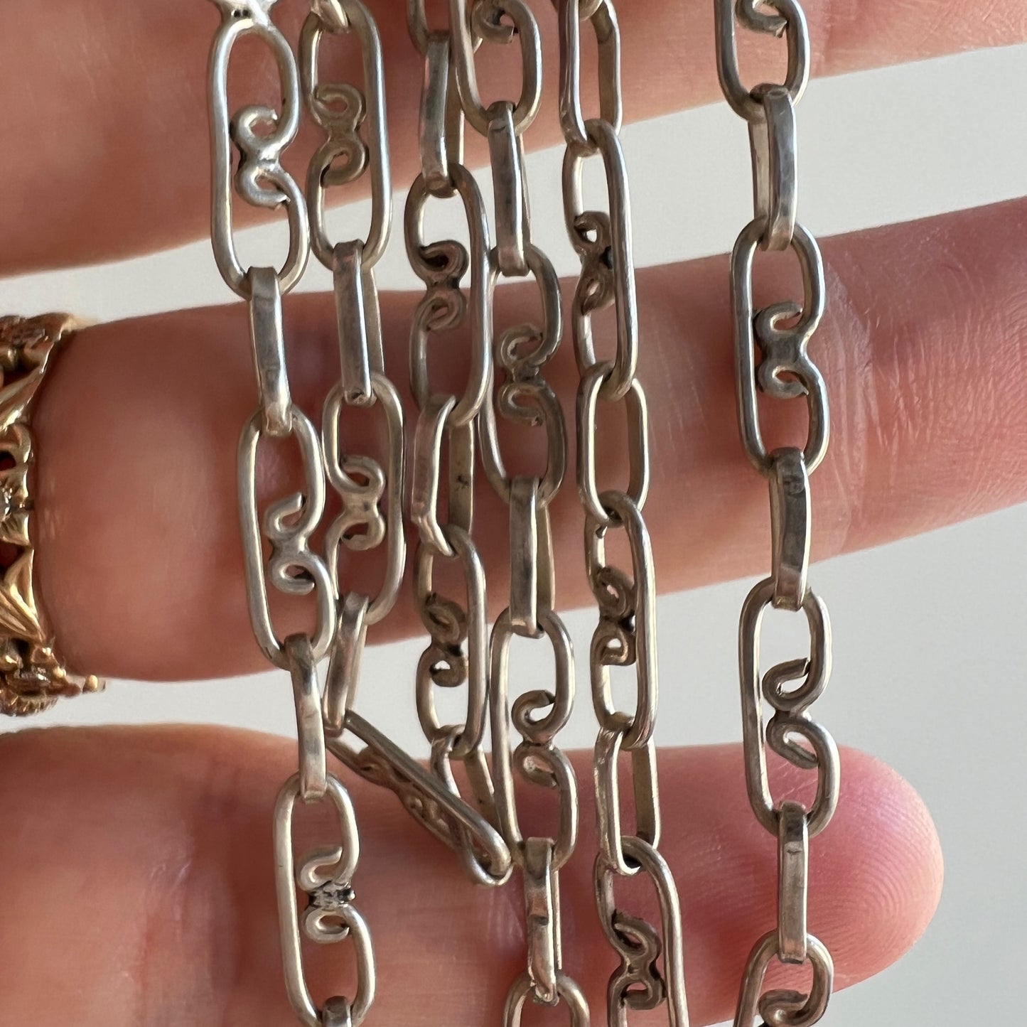 V I N T A G E // fancy Bs / sterling silver fancy link almost B-shaped chain / 20.75"