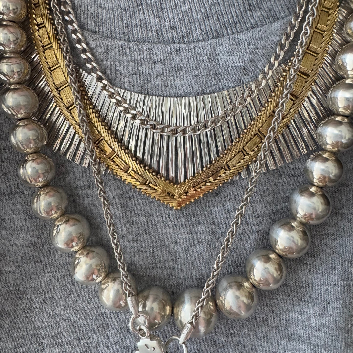 V I N T A G E // weave it together / gold over sterling silver flat woven necklace / 17", 34.9g